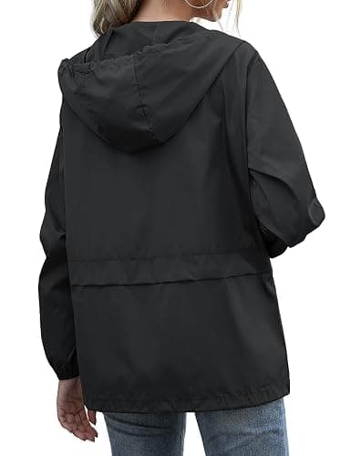 JMinger Women's Raincoats Lightweight Waterproof Windproof Adjustable Windbreaker Rain Jackets Hooded with Pockets S-XXL thumbnail 4