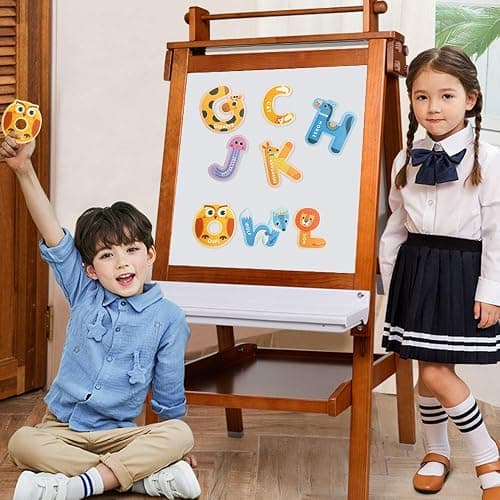 USATDD Jumbo Magnetic Letters Colorful ABC Alphabet Animal Shape Toys Large Uppercase Refrigerator Fridge Magnets Preschool Educational Toy Set Learning Spelling Game for 3 4 5 Year Old Toddler Kids thumbnail 2