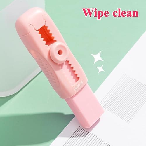 M&G 4+1 Pack Rubber Pink Erasers Sliding Retractable Eraser, Soft Cute Erasers Push Pull Large Pencil Erasers with Plastic Sleeve 4 Refill Eraser for School Students Kids Office Home Supplies thumbnail 7