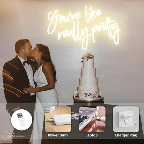 DAKABUKA You are Like Really Pretty Neon Sign Warm White Room Decor LED Neon Signs Wall Decor for Bedroom Bachelorette Party Teen Girls Room with Dimmable Switch USB Power(16.9 * 10.6inches) - Warm White1 thumbnail 5