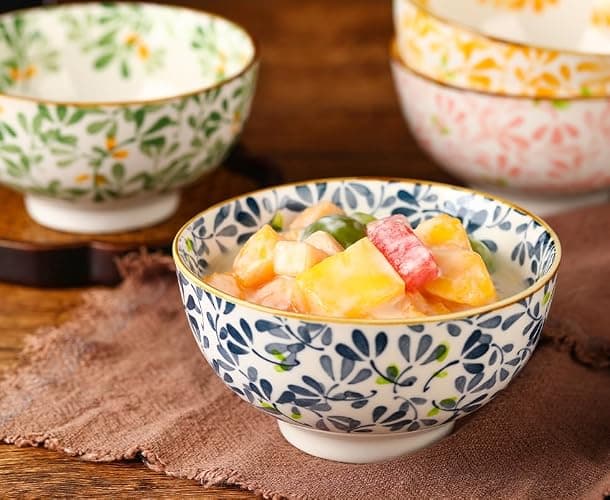 TuYines Müslischalen, Keramik-Dessertschalen, 12 cm, kleine Schüsseln für Eis, Reis, Suppe, Dessert, mikrowellen- und spülmaschinenfest, 4 Stück thumbnail 7