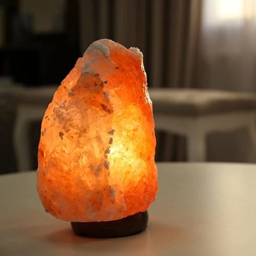 7 Inch Himalayan Salt Lamp with Dimmer Cord - Night Light Natural Crystal Rock Classic Wood Base Authentic from Pakistan thumbnail 2
