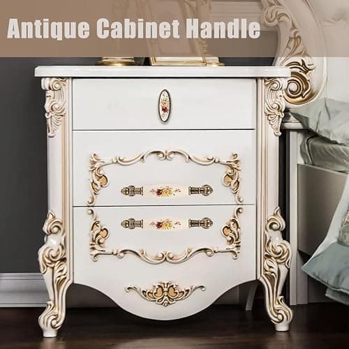 Poignée de Meuble Antique, Motif de Fleurs Rurales Vintage, Poignées de Meuble en Céramique en Bronze, Poignées de Porte, Commodes de Tiroir Vintage, Poignées de Plateau de Bricolage (#1-2 pièces) thumbnail 4