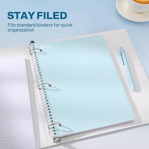 SUNEE Spiral Notebooks, 3 Pack, 1-Subject, College Ruled Paper, 8" x 10-1/2", 70 Sheets per Notebook, Blue thumbnail 4