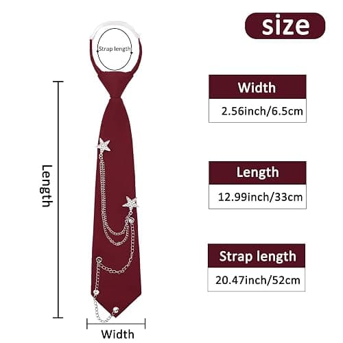 Mantieqingway Ties for Women Men, Metal Chain Necktie Pre-Tied Adjustable Black Tie for Uniform, School, Shirt Accessory thumbnail 5