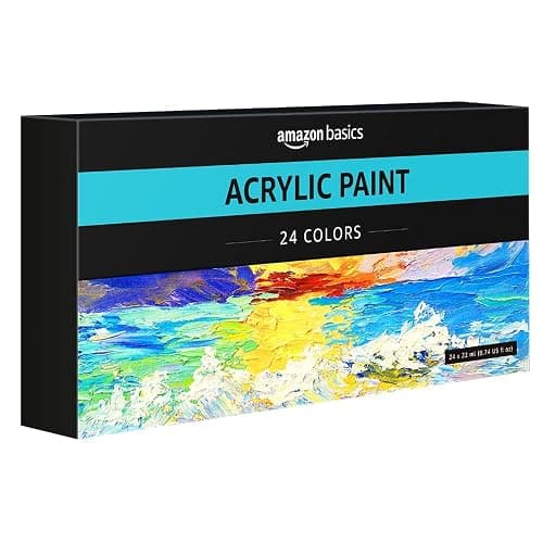 Amazon Basics Acrylic Paint Tubes Set with Rich Pigments, Non Fading, 0.74oz, 24 Colors, Multicolor - Image 1