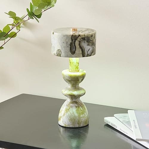MIXL-Green Jade Marble Touch Lamp,Art Deco Table Light,Nordic Style Desk Lamp for Bedside Office and Living Room thumbnail 2