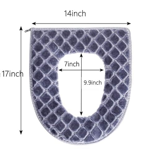 WDSHCR Toilet Seat Cushion - Soft, Thicker, Warmer Washable Covers with Zipper - Home Reusable (Gray) thumbnail 2