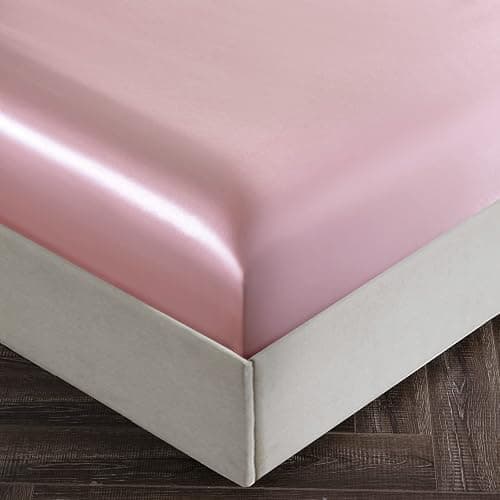 SiinvdaBZX 3Pcs Twin XL Sheets Set, Blush Pink Silky Satin Sheets Twin XL Bedding Set Ultra-Soft Extra Long Bed Sheets for College Dorm thumbnail 4