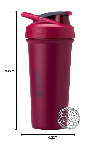 BlenderBottle Sport Sleek Insulated Stainless Steel Shaker Bottle with Wire Whisk, 25-Ounce, Raspberry – Protein Shakes & Hydration for Athletes & Fitness Enthusiasts, Easy Mixing, Slim Easy to Hold, Keeps Drinks Cold, Lockable Lid thumbnail 3