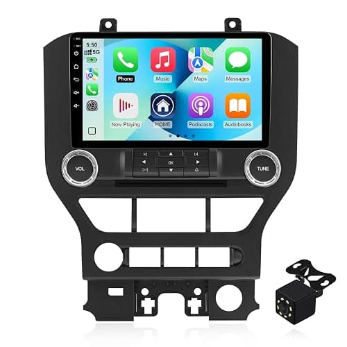2+64G Android 14 Double Din Car Stereo for Ford Mustang 2015-2020 with 9 Inch Touchscreen Radio Built-in Wireless Carplay/Android Auto/GPS/Bluetooth/FM/AUX-in/Steering Wheel Controls/Backup Camera - Image 1