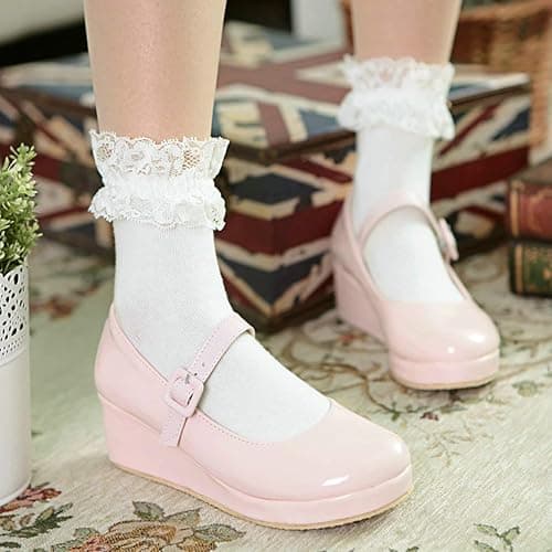 Parisuit Womens Mary Jane Wedge Platform Shoes Patent Leather Ankle Strap Pumps Sweet Shoes thumbnail 3