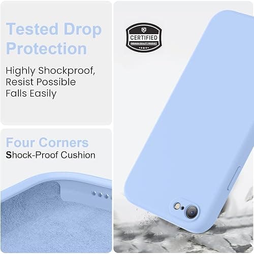 Vooii for iPhone SE Case 2022/3rd/2020,iPhone 8/7 Case, Upgraded Liquid Silicone with [Flat Edges] [Camera Protection] [Soft Anti-Scratch Microfiber Lining] Phone Case for iPhone SE - Light Blue thumbnail 5