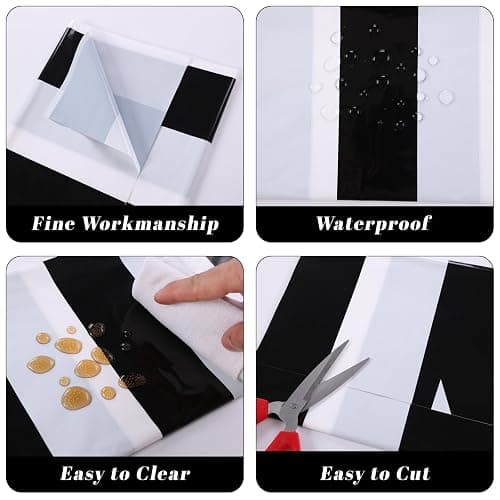 Kesfey 3 Packs Black and White Vertical Striped Tablecloth 54 x 108 Inch Geometric Black Stripe Table Cloths Disposable Plastic Stripe Table Covers Waterproof Picnic Tablecover for Camping Party thumbnail 5