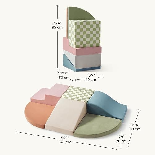 Tiny Land Soft Foam Climbing Blocks for Toddlers, 6-Piece Baby Foam Climbing Blocks, Indoor Playground Climbing Toys, Ideal Gift for Kids Activity Crawling and Sliding Foam Play Set (Morandi) thumbnail 2