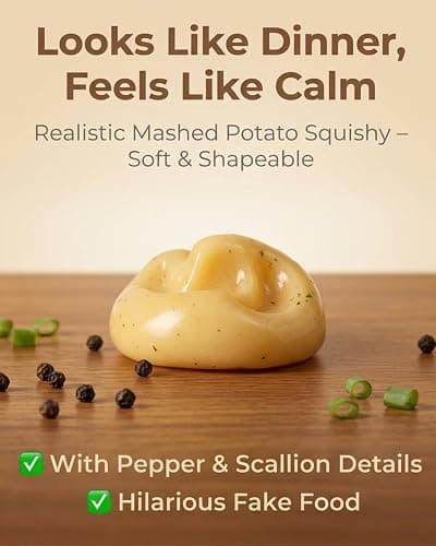 Potato Squishy Handmade Fidget Realistic Fake Food Stress Ball Mashed Potato Skin Soft Filled Squeeze for Anxiety Relief Toy Squeeze Shapeable for Adults and Teens Party Favors Gift(2in/5cm) thumbnail 4