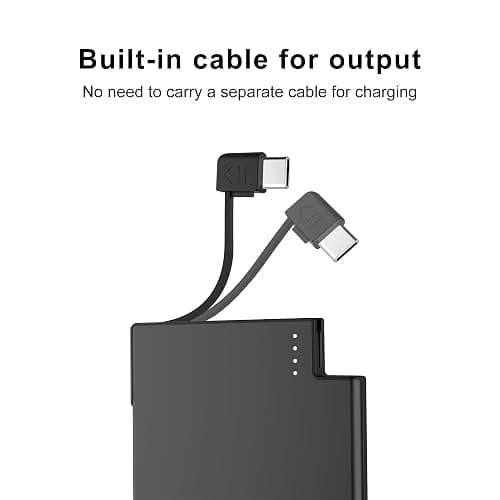 TNTOR Thin USB-C Portable Charger with Built in Cable, Slim Power Bank Credit Card Size Battery Pack Charger Portable for Wallet Compatible with iPhone 15 16 17 Series, Samsung and Android Phones thumbnail 8