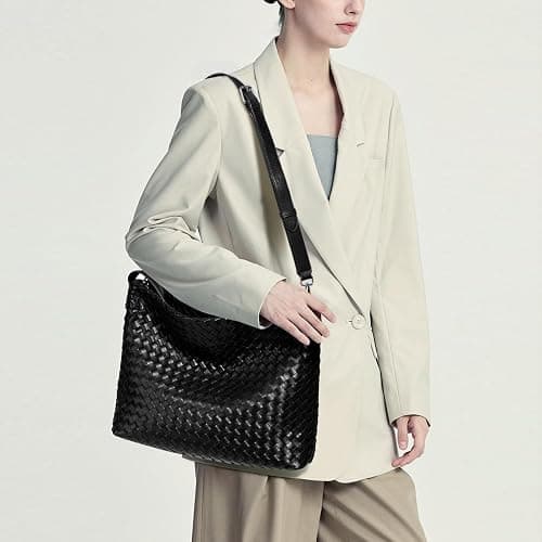 JINMANXUE Women Boston Bag, Woven Hobo Tote Handbag and Purses, Female Satchel Messenger Bags, Fashion Shoulder Crossbody Bag thumbnail 2