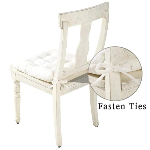HLOVME Corduroy Chair Cushion with Ties Ultra Soft Warm Floor Cushion for Kids Reading Nook Comfortable Square Seat Cushion for Adult 15.7”x15.7”, White thumbnail 5