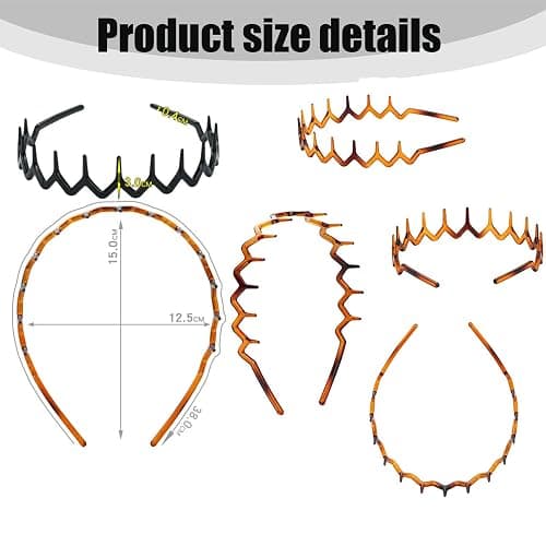 2pcs Toothed Hair Hoop Toothed Headband, Tooth Comb Hairband Wavy Zigzag Headband Plastic Hair Hoops Zigzag Hair Band for Women Girls Fashion Hair Hoop thumbnail 2