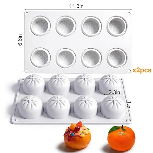 Juome 3D Orange Shape Cake Mold - 16 Cavity Fruit Pudding Orange Silicone Molds for Baking Pastry, Ice Cream, Mousse Cake Decoration Mould Supplies thumbnail 3