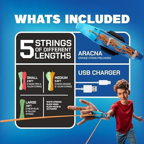 ZipString Aracna Glow-in-the-Dark Webshooter String Launcher Toy | For Kids, Teens & Adults, Patented, Reloading, Durable, Superhero Web Shooting Action thumbnail 6