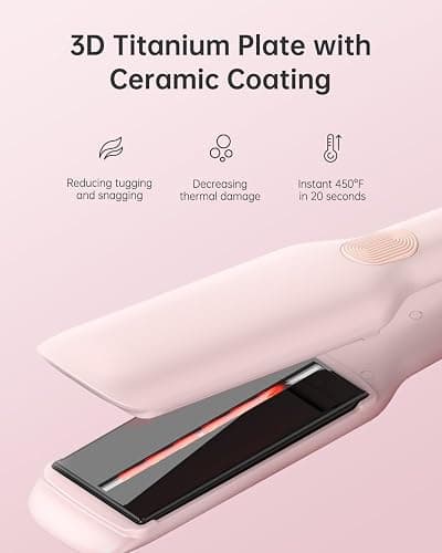 ANNLARY Hair Straightener, 1.75 Inch Flat Iron with Infrared and Ionic Technology, Titanium Plate with Ceramic Coating Dual Voltage Straightener with Heat-Resistant Silicone for All Hair Types thumbnail 4