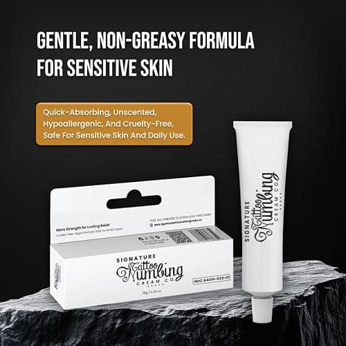 Signature Numbing Cream with 5% Lidocaine – Maximum Strength Topical Anesthetic for Pain Relief, Burn, Itching – Local and Anorectal Uses - Best Hemorrhoid Treatment (Signature Tattoo Cream 10g) thumbnail 6