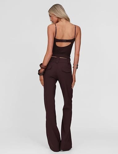 Tiger Mist Women's Kittie Low-Rise Trousers with Buttoned Waistband and Flare Leg thumbnail 5