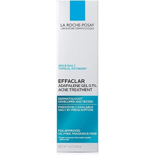 La Roche-Posay Effaclar Adapalene Gel 0.1% Acne Treatment, 1.6oz | Retinoid cream acne medication gel for blackheads and whiteheads. Oil free formula helps clear blemishes and clogged pores. thumbnail 9
