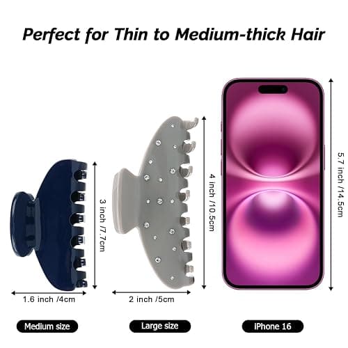 MAORULU Medium Cute Acetate Hair Claw Clips for Women Girls, 3 Inch Navy Claw Clips for Thin & Medium Thick Hair, Durable French Banana Clip with Gift Box (Navy Blue) thumbnail 2