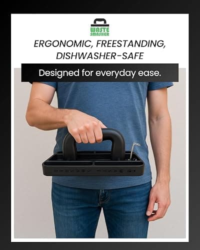 Waste Smasher - Manual Trash Compactor Tool - Hand-Held Garbage Press with Built-in Hook - for Kitchen Waste Bin - Space Saving Design - No Batteries Required - Freestanding - Black thumbnail 13