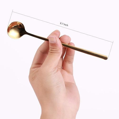 4 PCS 6.7 Inches Coffee/ Tea Spoons Long Handle, Gold, Ice Tea, Espresso Stainless Steel Long Spoons for Stirring thumbnail 3