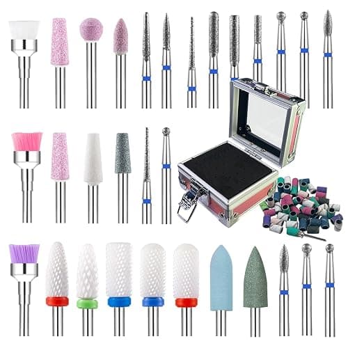 30 Pcs Nail Drill Bits Set with Stylish Nail Drill Bit Holder and Sanding Bands for Nail Drill,Professional Diamond Ceramic Nail Drill Bit for Electric Nail Drill Machines with 2/32" Interface - Image 1