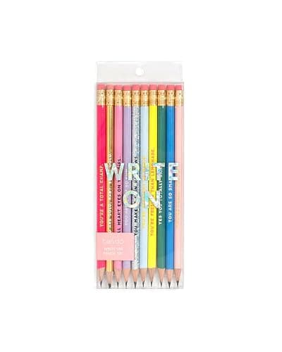 ban.do Write On Colorful Pencil Set of 10, Pre-Sharpened #2 School/Office Graphite Pencils for Adults, Compliment/Sayings Pencils for Girls, Compliments - Image 1