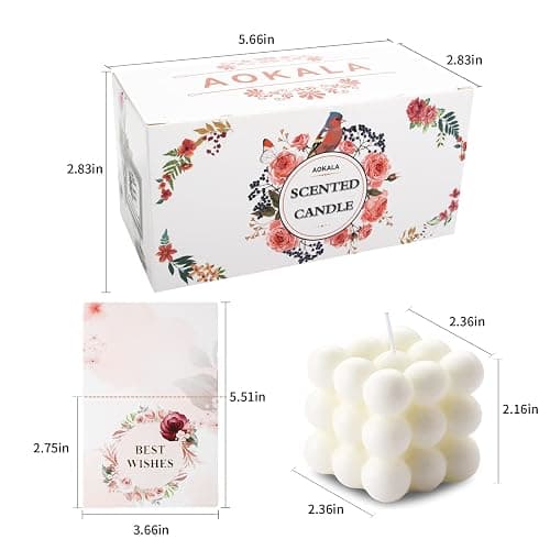 Aokala Scented Bubble Candles Gifts Set for Women, Large Candles for Home Decor Scented, 2 x 5.4 oz Soy Wax Aromatherapy Candles, Cube Aesthetic Candle, Ideal Gifts for Valentines Day, Mother's Day thumbnail 7