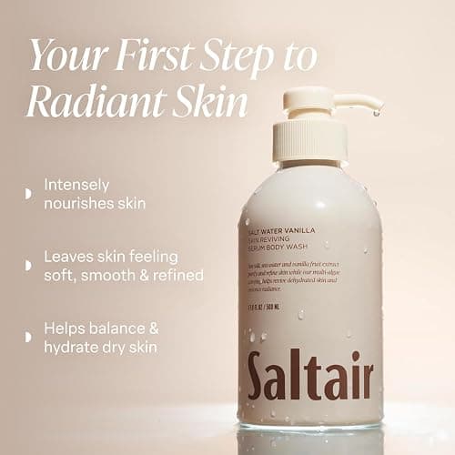Saltair Body Wash, Salt Water Vanilla 2-Pack. Moisturizing Body Cleanser with Monoi Oil and Cupuacu Butter. Luxury Shower Gel for Women and Men. Vegan, Cruelty-Free, Paraben-Free. 2x 17oz Pump Bottles thumbnail 2