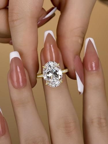 RODIFFY 5.0/8.0CT Excellent Oval Cut Engagement Ring,D-Color VVS Big CZ Gemstone 925 Sterling Silver Promise Ring - Yellow Gold,8CT - 4.5 thumbnail 5