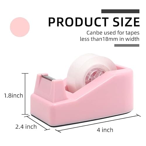 Desktop Tape Dispenser Heavy Duty Desk Accessories Floral Office Tape Dispensers, Weighted Non-Skid Base, Macaron Pink thumbnail 2