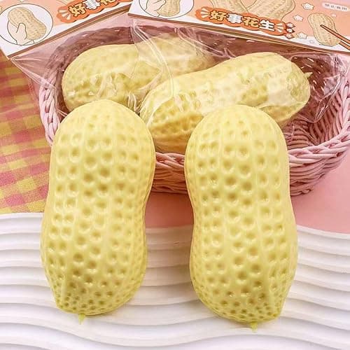 Peanut Squishies - Peanut Stress Balls Fidget Toys Adults,Cute Anxiety Relief Toy,Squeeze Dough Ball Stress Relief Hand Toys,Soft Squeeze Decompression Dough for Kids,Party Favors (Yellow, 4.33 in) thumbnail 4