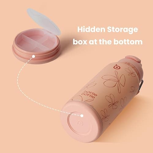 BOTTLE BOTTLE 32oz Insulated Water Bottle Stainless Steel Sport Water Bottle with Straw Dual-use Lid Design for Gym with Pill Box thumbnail 2