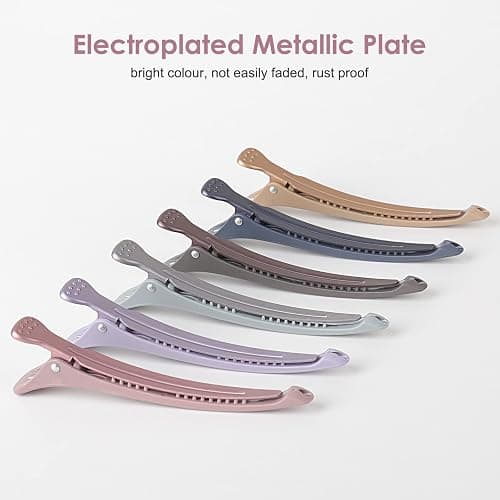 AIMIKE 12pcs Professional Hair Clips for Styling Sectioning, Anti-Slip No-Trace Duck Billed Hair Clips with Silicone Band, Salon and Home Hair Cutting Clips for Hairdresser, Women, Men - 4.3” Long thumbnail 2