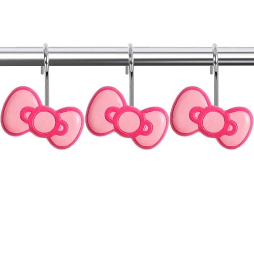 CTOHN 12-Piece Pink Bow Shower Curtain Hooks, Cute Stainless Steel Decorative Shower Hangers Rings for Bathroom Decor thumbnail 6