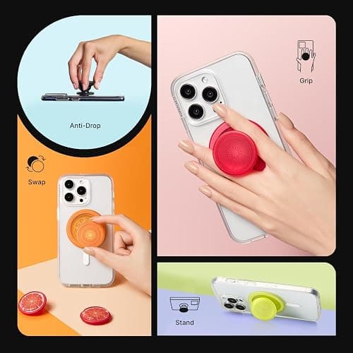 PopSockets Round Phone Grip Compatible with MagSafe, Adapter Ring Included, Phone Holder, Wireless Charging Compatible - Glossy White thumbnail 7