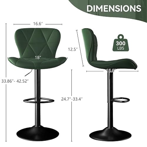 Daluvenix Bar Stools Set of 4,Adjustable Swivel Barstools, Faux Leather Bar Chairs,Upholstered Counter Height with High Backrest for Kitchen Island, Green thumbnail 5