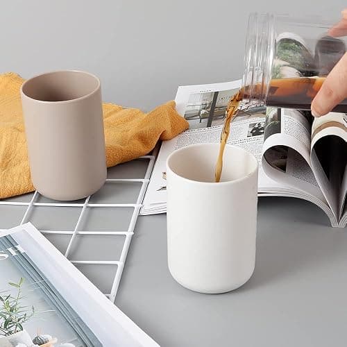Pestrema Toothbrush Holders 2 Pieces, Bathroom Toothbrush Cup, Makeup Brush Bracket, Accessory Organizer and Toothbrush Bracket (White and White) - White and White thumbnail 2