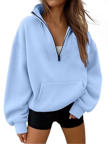 Trendy Queen Womens Sweatshirts Quarter Half Zip Pullover Oversized Hoodies Fall Fashion 2025 Winter Fleece Jackets Sweaters - Image 1