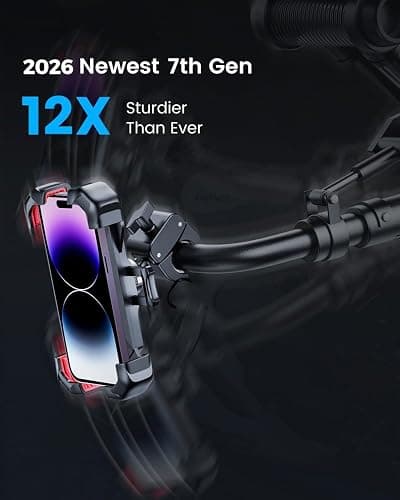 JOYROOM Motorcycle Phone Mount, [1s Auto Lock][100mph Military Anti-Shake] Bike Phone Holder for Bicycle, [10s Quick Install] Handlebar Phone Mount, Compatible with iPhone, Samsung, All Cell Phone thumbnail 3