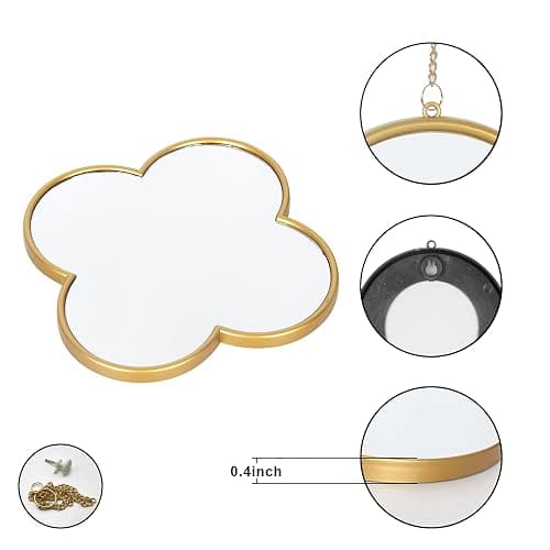 DECANIT Gold Wall Mirrors Set of 3 - Vintage Quatrefoil Decorative Hanging Mirrors for Living Room, Bedroom & Entryway - Antique Brass Scalloped Accent Mirror for Modern Farmhouse & Boho Wall Decor thumbnail 6