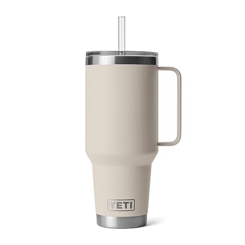 YETI Rambler 42 oz Tumbler with Handle and Straw Lid, Travel Mug Water Tumbler, Vacuum Insulated Cup with Handle, Stainless Steel, Cape Taupe - Image 1